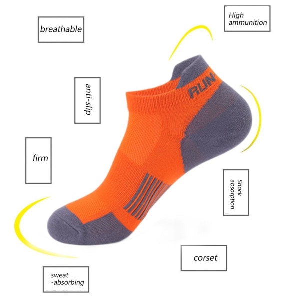 Par bomullsstrumpor för män fyra säsonger platt mesh orange KLB