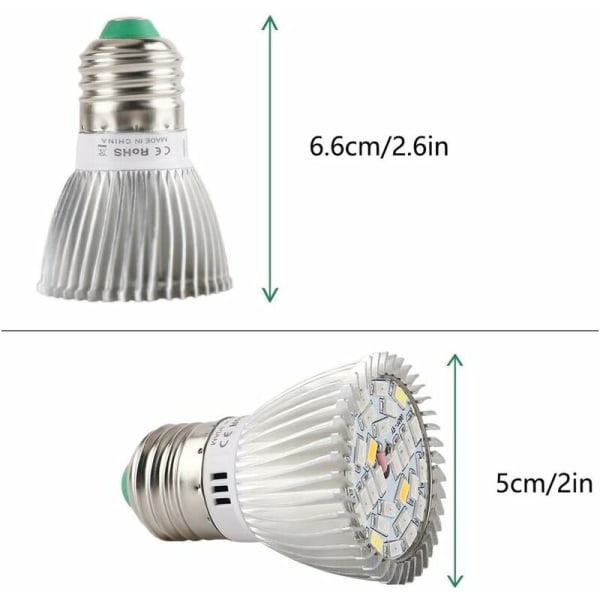 Plantelampe E27 Plantelampe 28W Fuld Spektrum Grolys Indendørs Have Plantebelysning Hydroponisk Lampe til Blomsterplanter [4 Pakke] KLB