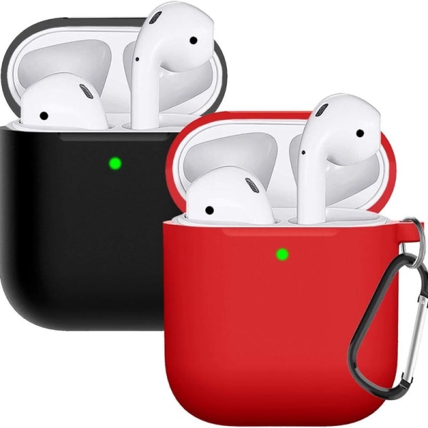 Airpods-dekselbeskyttelse er kompatibel med svart rød