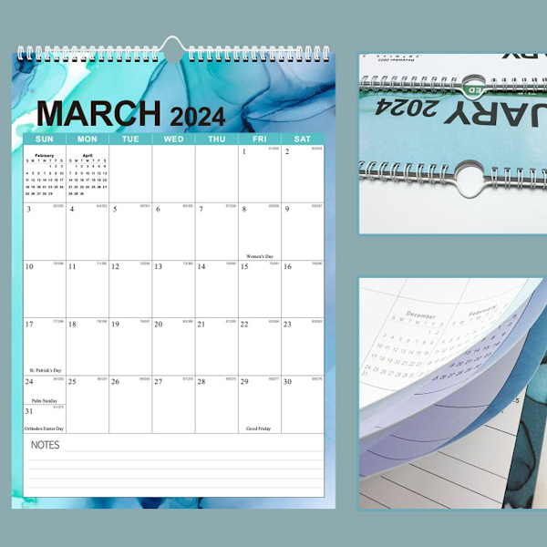 Vægkalender 2024-2025, januar 2024-juni 2025, 15 x 12, Highlight Fe Style2 KLB