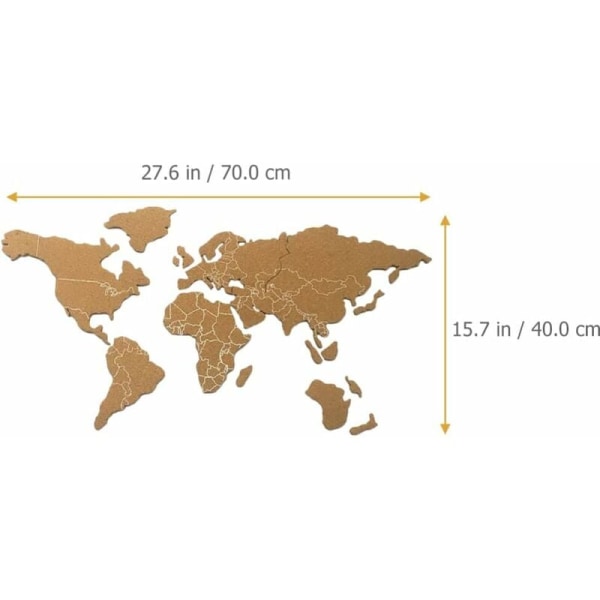 Världskarta Väggdekoration, Brunt Trä, Kork Världskarta Pussel Väggbakgrund KLB