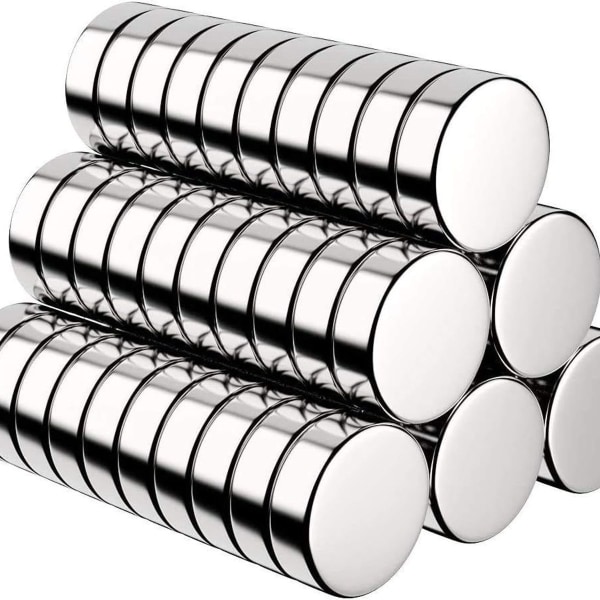 Pakke med 60 neodymmagneter, ekstra stærke cylindermagneter og farve: sølv KLB