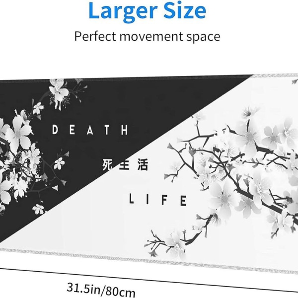 Mustavalkoinen Cherry Blossom -hiirimatto Sakura Death Life Extended