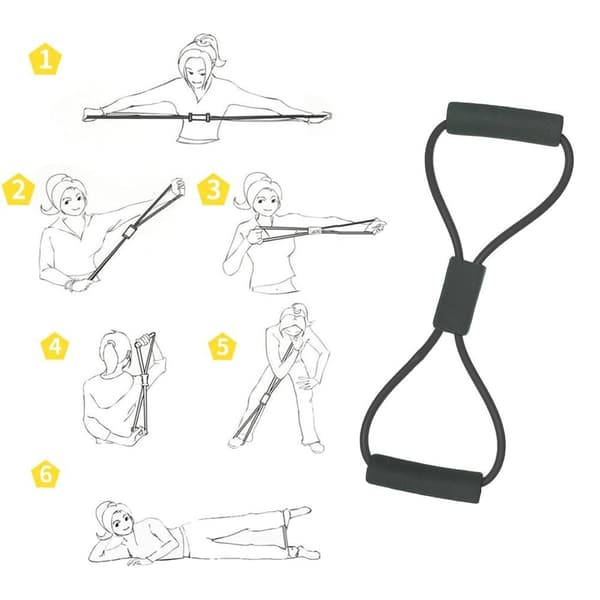 Modstandsbånd, Yoga Pilates Squat, Muskeltræning Gym Extender Sort