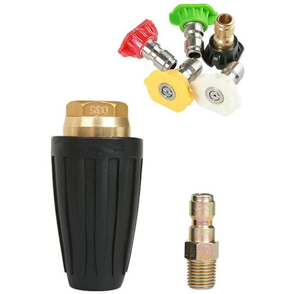 Roterande turbospraymunstycke, 1,8 GPM 3000 PSI 035 för högtryckstvätt, 1/4\" roterande turbospraymunstycke snabbkoppling, högtryckstvätt tillbehörssats KLB