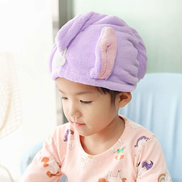 Hårhåndklær Dusjhetter Håndklær for å tørke barnets hår Absorberende håndklær Barnehårhatt med knapp