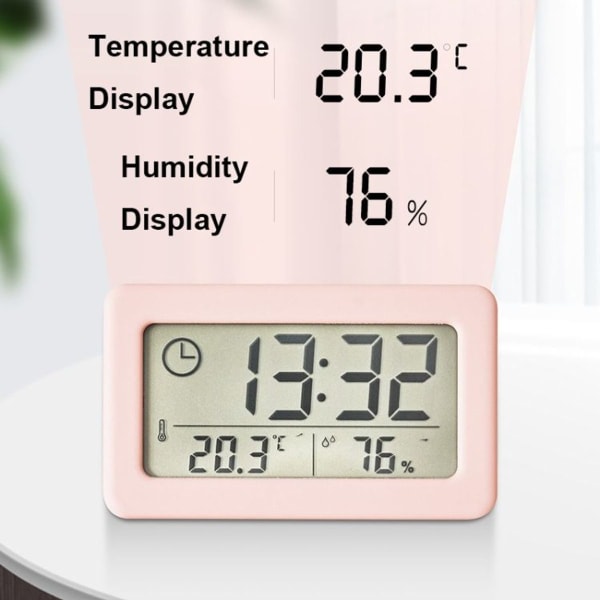 YD005 Mini Tynd LCD Skærm Temperatur og Luftfugtighed Elektronisk Ur (Grøn