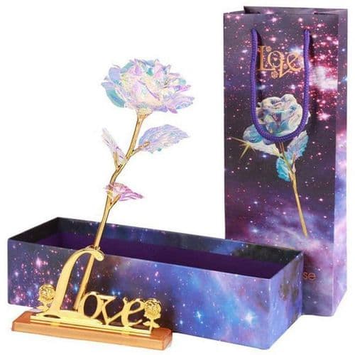 Galaxy Rose, 24K Rose Blomster Gull Romantisk Gave Plast Kunstig Dekor