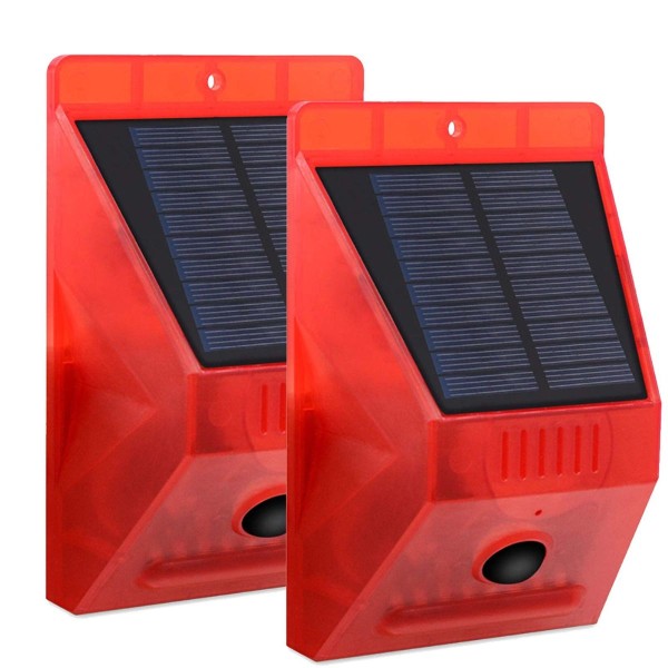 Solalarm, bevegelsessensor, IP65, vanntett, LED-blitsvarsel, leilighet, Te