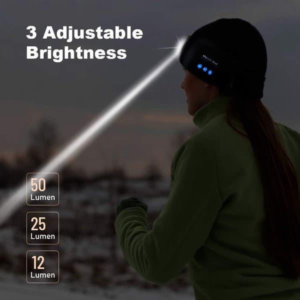 Bluetooth beanie med LED-lys og indbygget