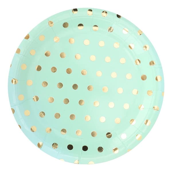 Engangsbruk polka dot papirplater, kopp, sugerør, bursdag KLB
