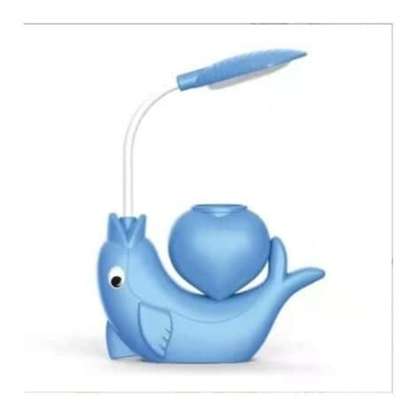 Dolphin led øyebeskyttelse bordlampe tegneserie kreativ ladebordlampe (blå)