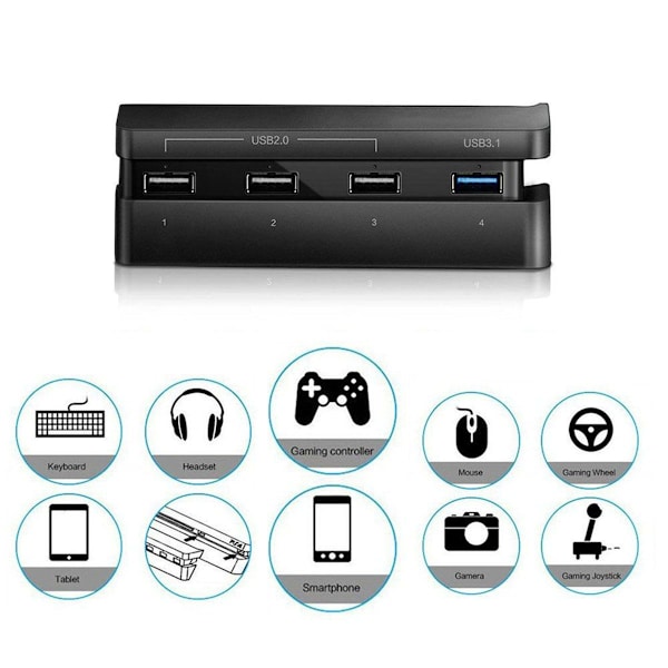 USB-keskitin PS4 Slimille, 4 portin USB-latausasema-sovitin (1USB 3.0, 3USB 2.0) with