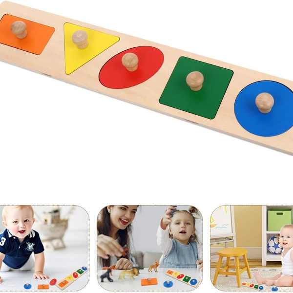 Träsorteringsspel i trä med geometriska former, pussel, pedagogisk leksak för förskolebarn, KLB