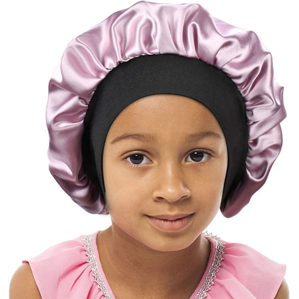Satin bredbånd elastisk søvnhat til sovebonnet huehårpleje til børn
