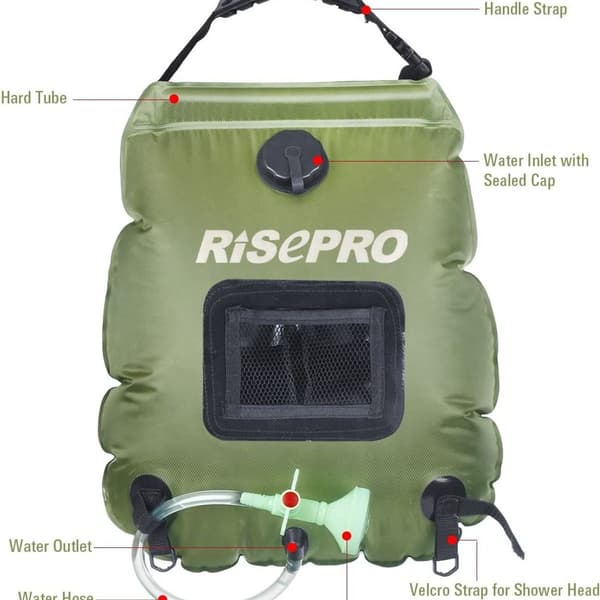 Solbruserpose 20 liter, camping, temperatur 45°C, vandring, klatring