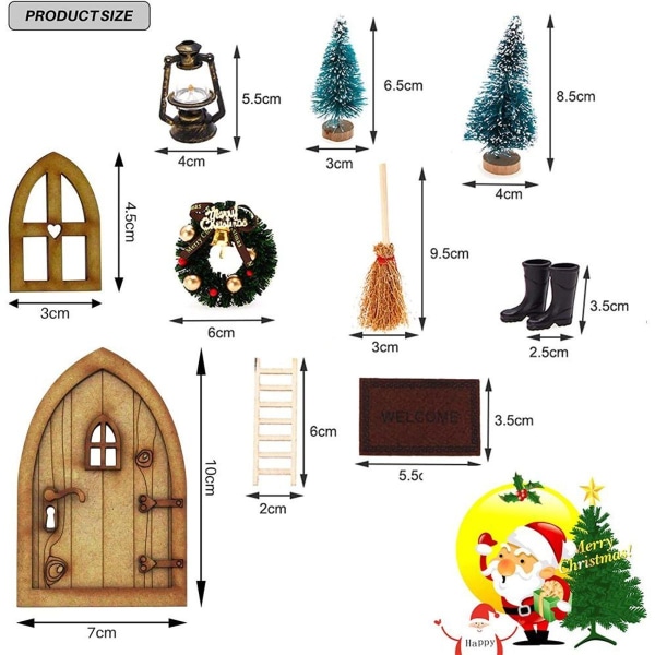 Gnome Door Christmas Set, Gnome Door Nissedor with Accessories, House KLB