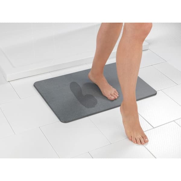 Diatomitt baderomsteppe, ideell for de minste retter, solid baderomsteppe, antiseptisk, 60x39 cm, Simi, Gris KLB
