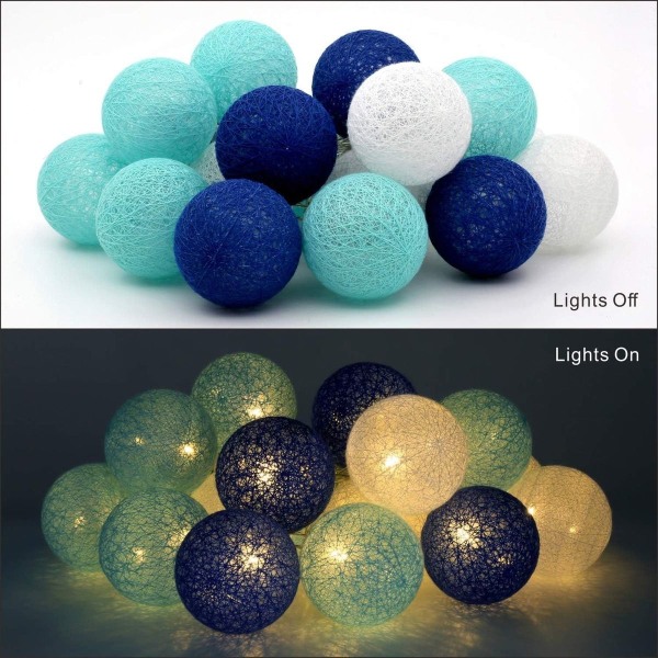 Bomullsball-lyslenke - 3,1M 20 stk LED-lyslenke - Bærbar KLB