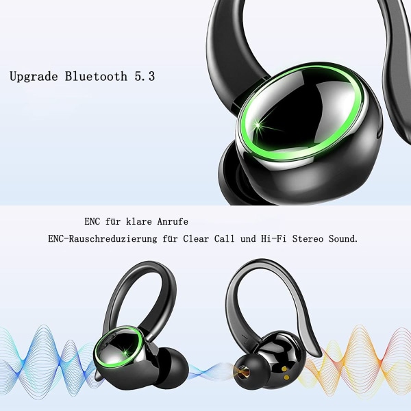 Urheilulliset Bluetooth -kuulokkeet, langattomat in-ear-kuulokkeet kahdella ENC-mikrofonilla