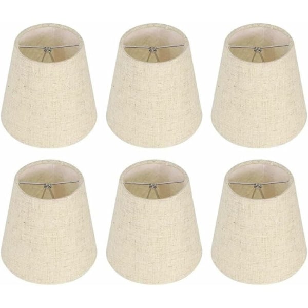 6pcs Lampshade Wall Lamp Chandelier Clip on Lampshade E14 Screw Linen Small Lampshade for Table Lamps KLB