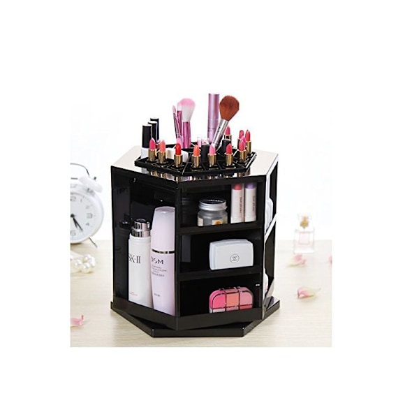Makeup Kosmetikboks Sort Kosmetikstand 360 Graders Drejelig Organizer
