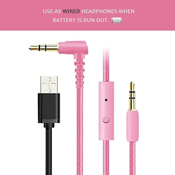 Bluetooth-hörlurar Kattöron LED Trådlös Hopvikbar Rosa