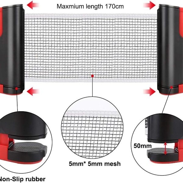 Pöytätennisverkot pöytätennisverkot, säädettävä sisäänvedettävä verkko