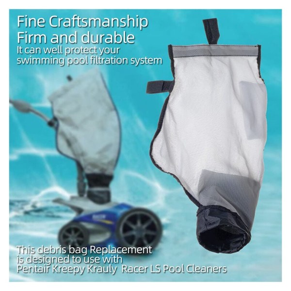 Pakke Nylon Mesh Pool Rengjøringspose med All Purpose Glidelås, Reservedeler for Polaris 360 380 Pool Cleaner KLB