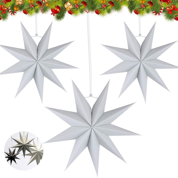 Papirstjerne, foldestjernedekor, 30 cm papirstjernedekor, 3-delt papirstjerne KLB
