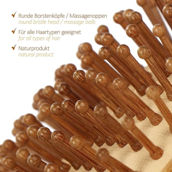 Premium Bambu Hårborste - Bambuträ Avredande Hårborste -