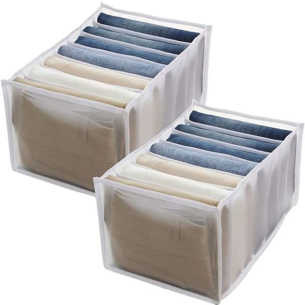 2 stk. Foldbar Mesh Opbevaringsboks Jeans Skuffe Organizer Skuffe Organizer