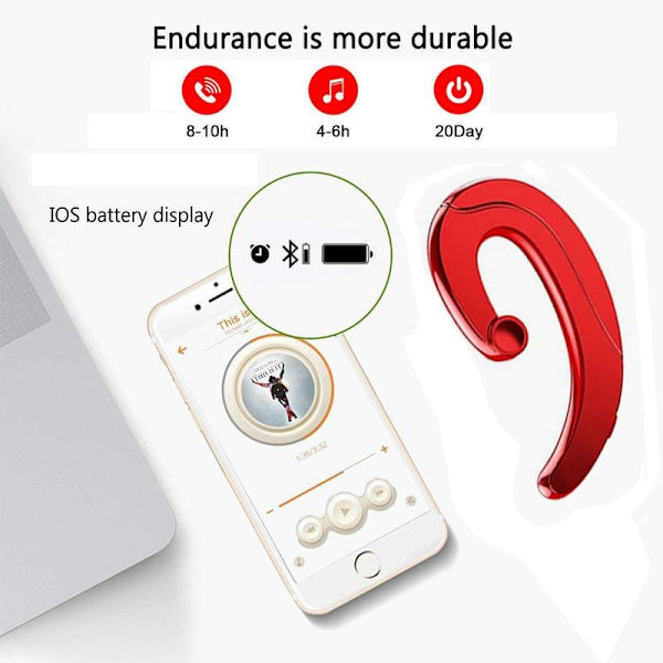 Bluetooth-headset trådlös röd
