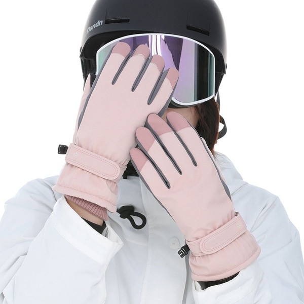 Skidhandskar för snö, vinter, kallt väder, vindtäta, varma, snowboard, rosa, KLB
