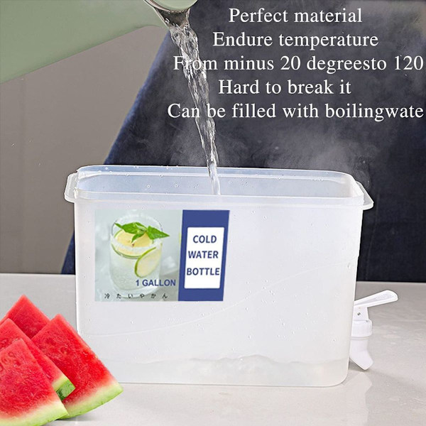 Plastik drikkedispenser, drikkevare dispenser med hane, iskold, 3,5L