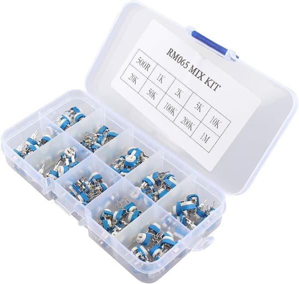 100 stykker 10 verdier variabel motstand justerbar trimmer potentiometer