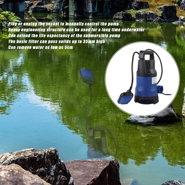 Nedsänkbar pump i plast, bärbar energibesparande hydraulisk utrustning för simbassäng 750WEU-kontakt 220V KLB