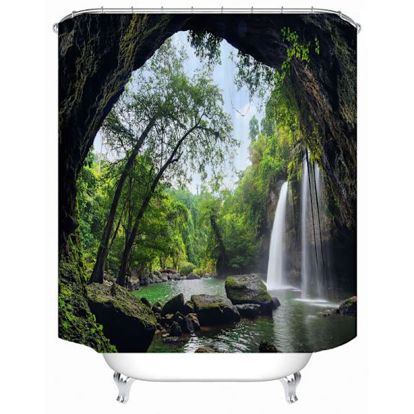 Duschdraperifoder, polyester 3D digitaltryck, 12 krokar, passar olika stänger B 90cmxH 180cm KLB