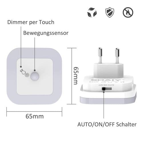 To LED-lamper med variabel intensitet med bevegelsessensor (2-pakning)