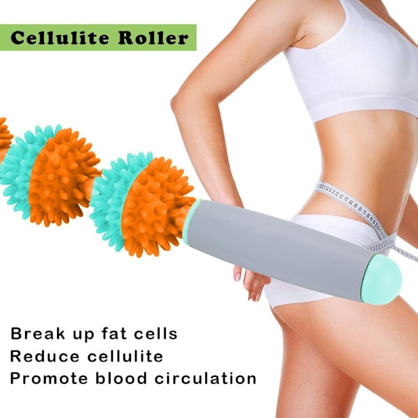 Fasciemassasjevals for cellulitter, muskelvalsestang, fettfrigivelse, oransje, fem baller
