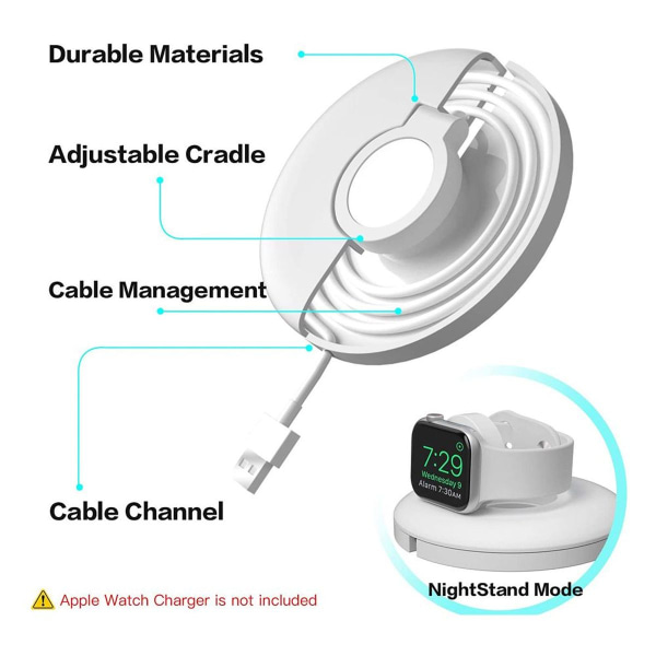 Apple Watch Ladestation Pop-up Kabelstyring Stand Hvid KLB