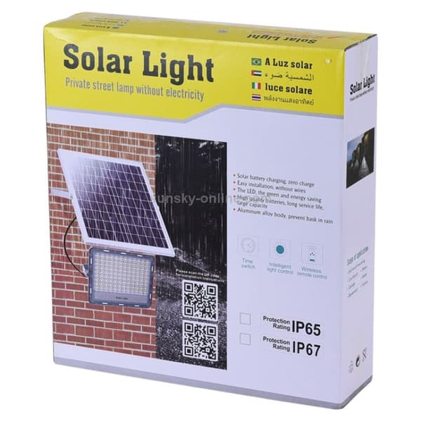 200W SMD 2835 176 LED solcelleflomlys med fjernkontroll