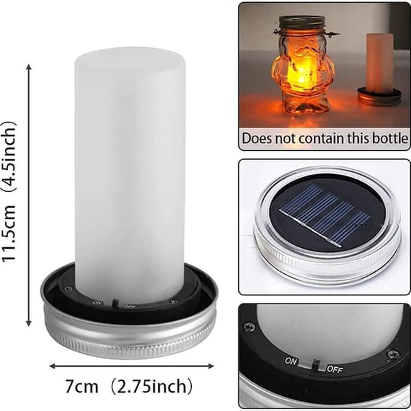 4 stk. LED solcellelamper med låg til syltetøjsglas - 12 LED'er