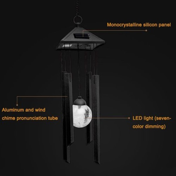 LED solvindespil, farveskiftende vindespilslys til nattehængende lampe, til