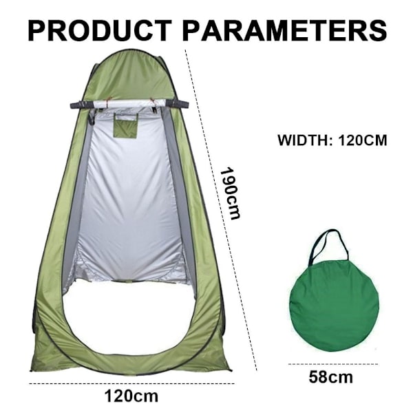 Pop Up Privattelt, Omkladningstelt, Bærbar Regnbeskyttelse med Vindue, Camping & Strand