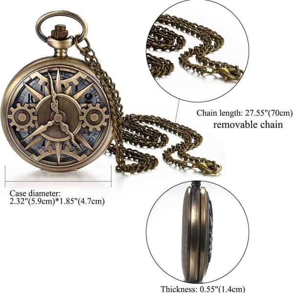 Vintage taskukello r mix numeroilla steampunk-luurankokello