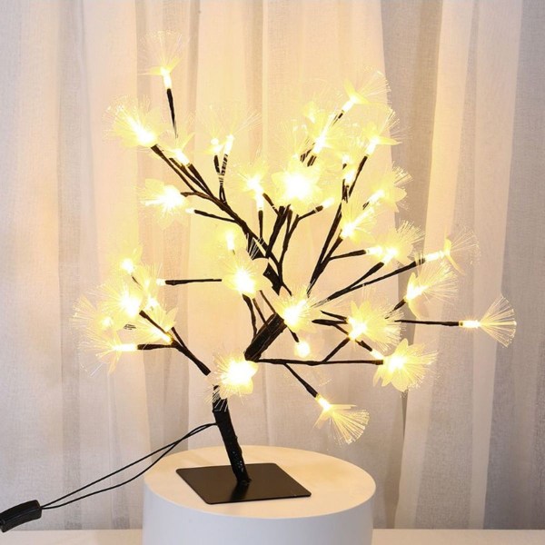 48LED Fiberoptisk Blomsterträd Blommande Bonsai Ljusgren KLB