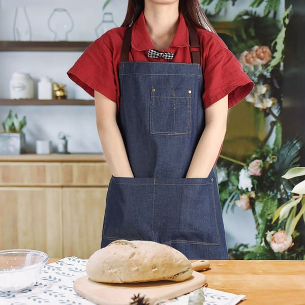 Unisex denimförkläde med arbetsfickor för ritning och målning KLB