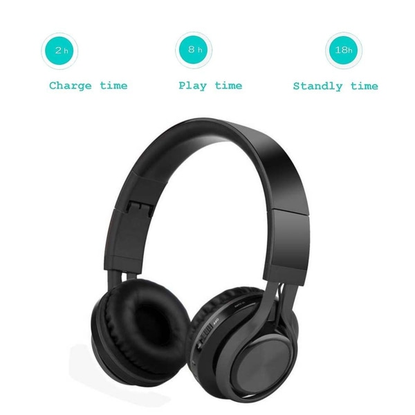 Bluetooth høretelefoner, foldbare, trådløse sorte