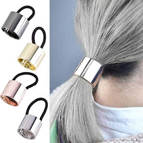 Hårklämmor i metall, elastiska hårband, minimalistiska spännen, 4 st